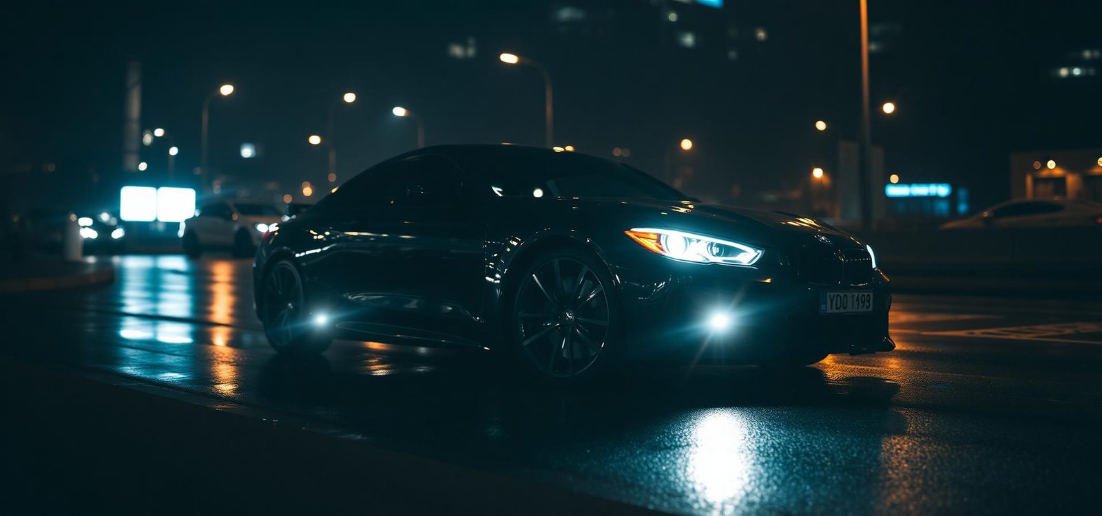 Luxury car at night