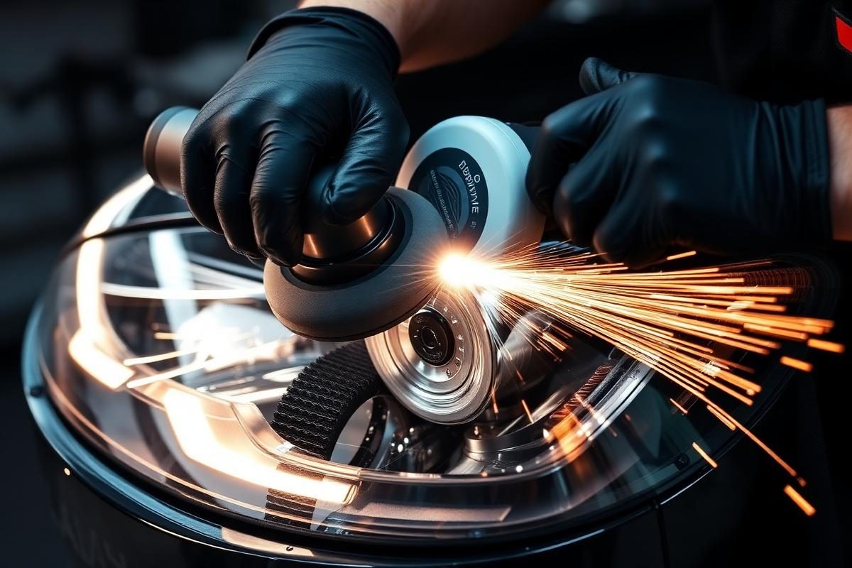 Professional headlight polishing service